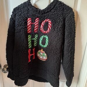 Cozy Black Holiday Sweater with Festive Design
